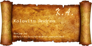 Kolovits Andrea névjegykártya